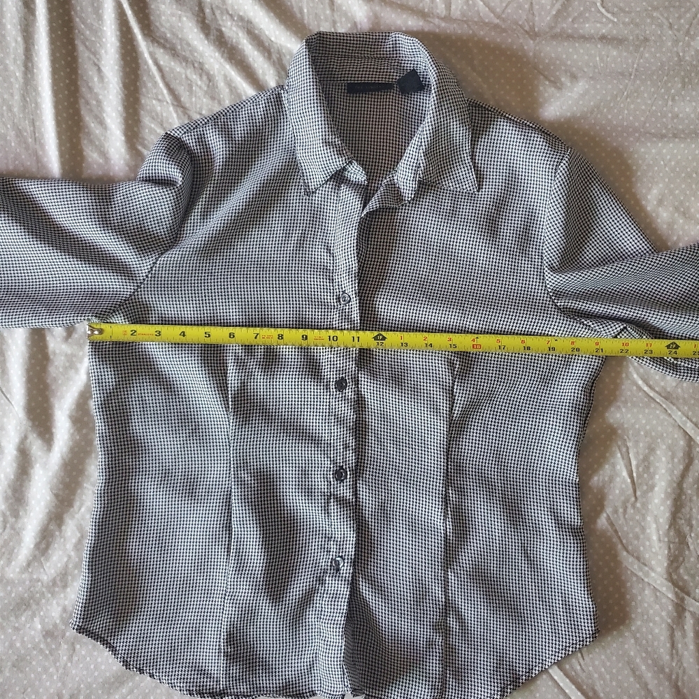 Y2K The Limited Women's Houndstooth Button Up Top Size XL Career Preppy Academia - Picture 10 of 12